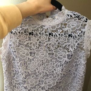 Lavender crochet lace zipper top blouse